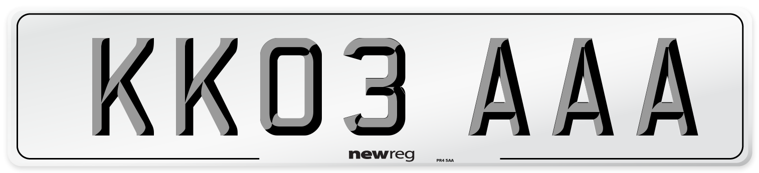 KK03 AAA Number Plate from New Reg